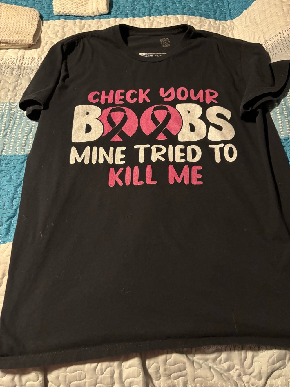 Womens Black Cotton Crew Neck T-Shirt - XL